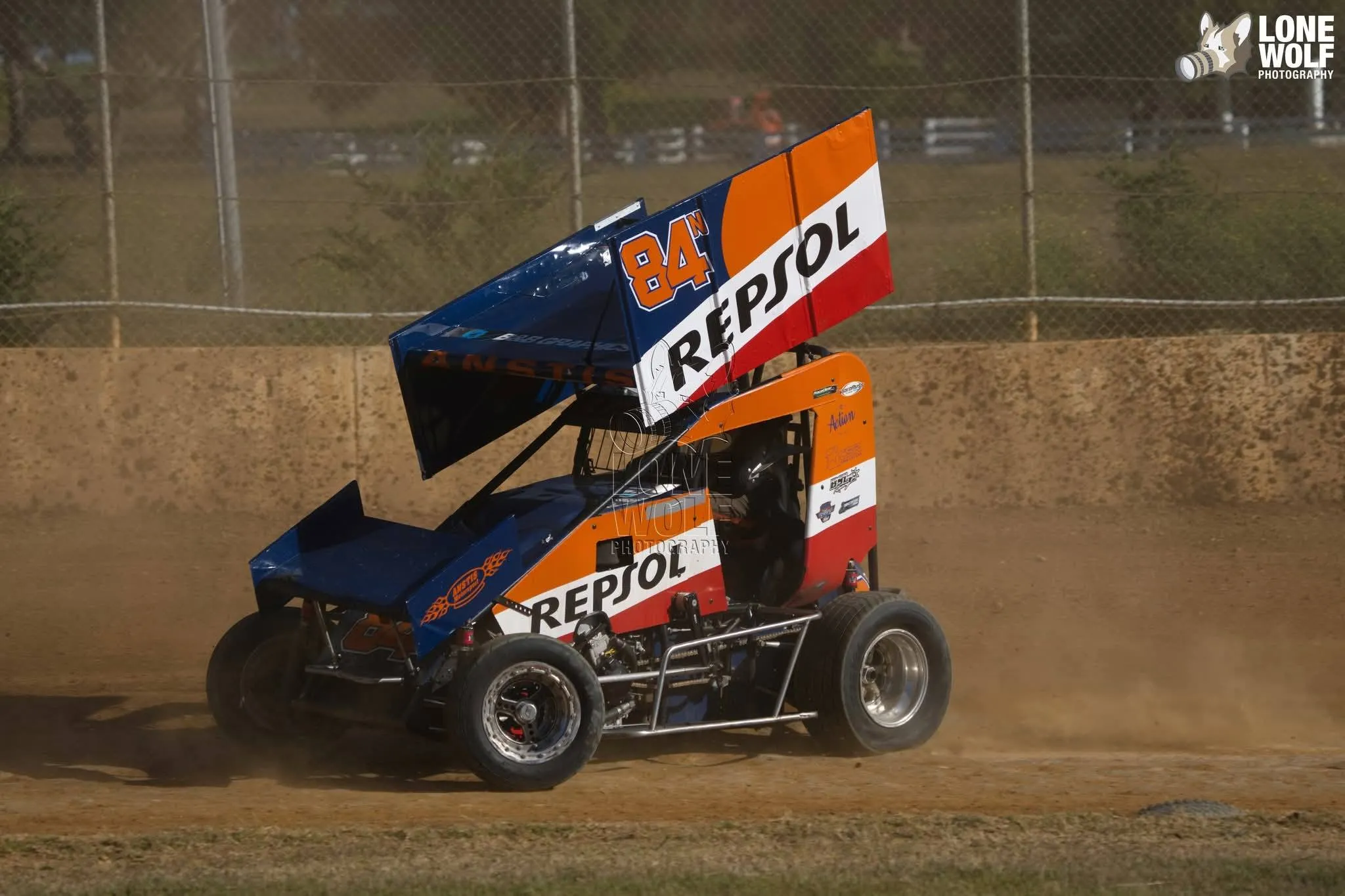 Bradley Anstis #84 Repsol Lightning Sprint car racing on dirt — Anstis Motorsport